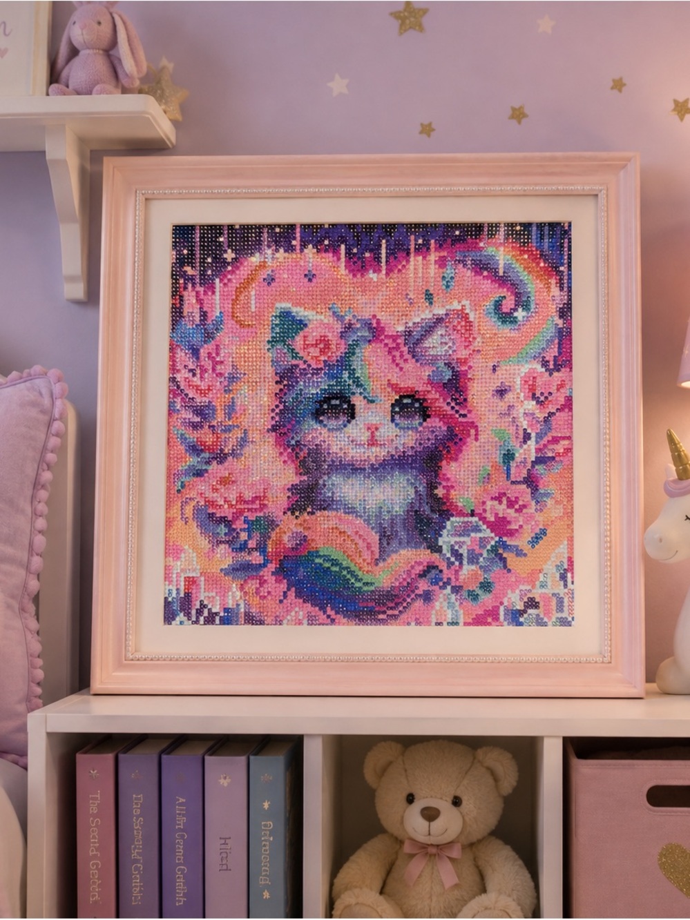 Colorful cat diamond painting